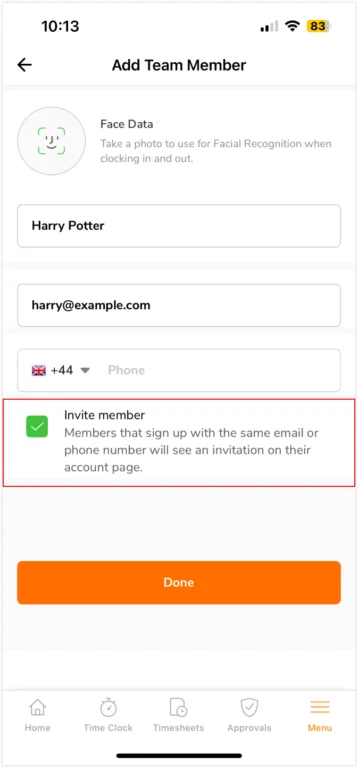 Enabling checkbox to invite member on mobile