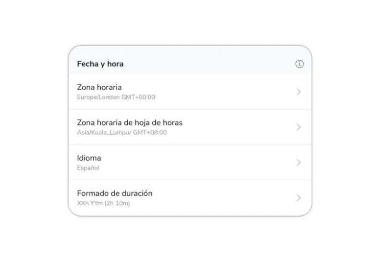 Date, time, and language under account settings