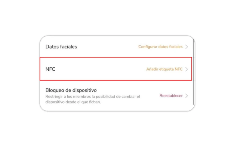 NFC under account settings
