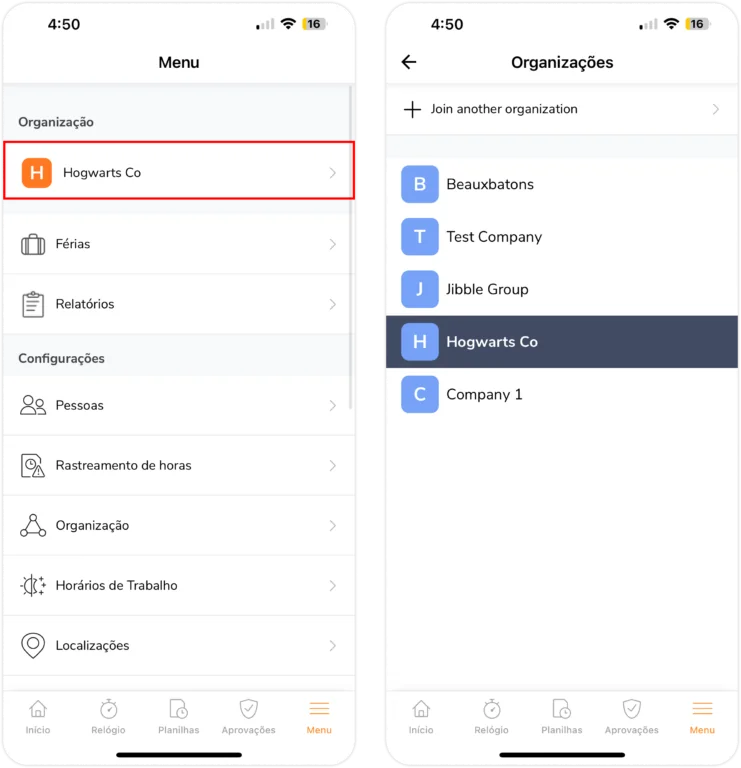 Trocando de organização no celular