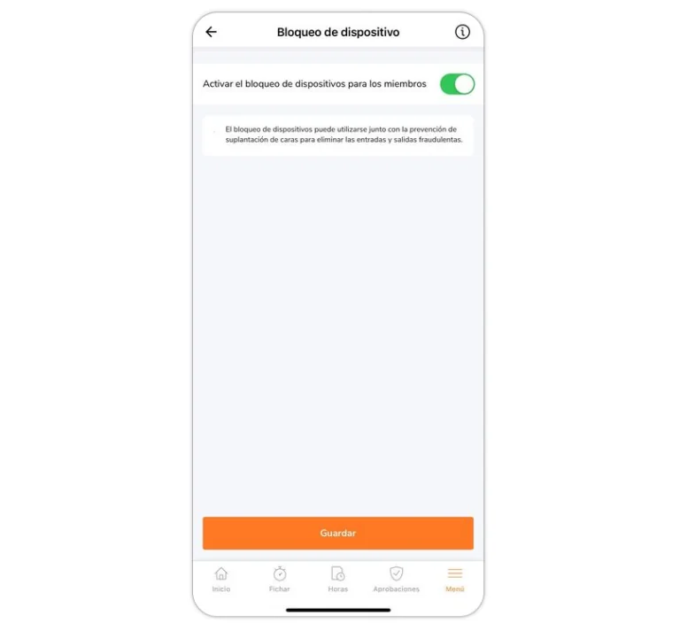 Toggle to enable and disable device lock on mobile app