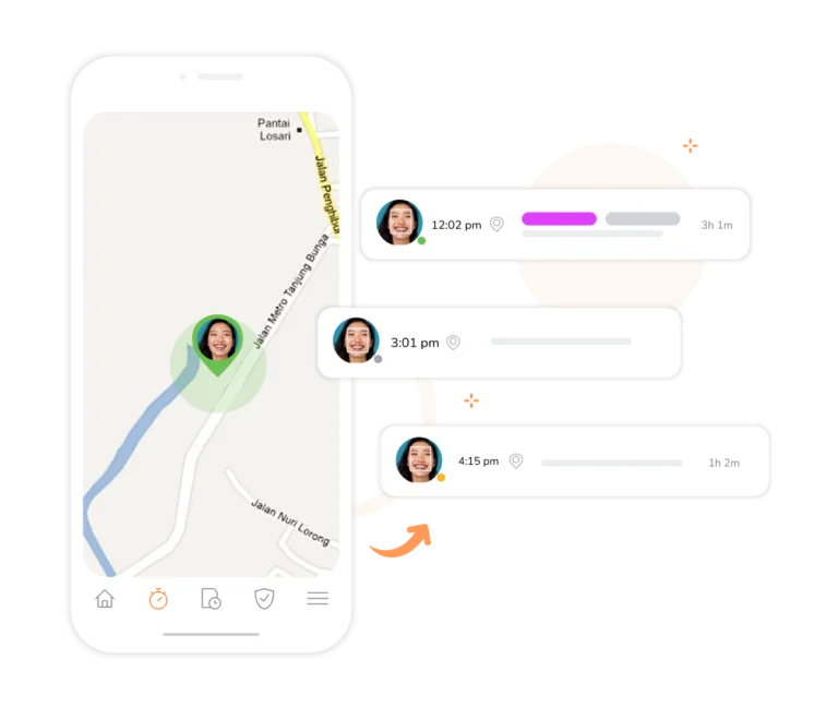 ilustrasi pelacakan lokasi karyawan dengan aplikasi absensi gps