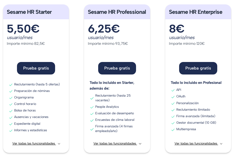 precios sesame hr