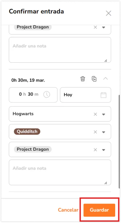 Save button in the sidebar to apply newly added entries