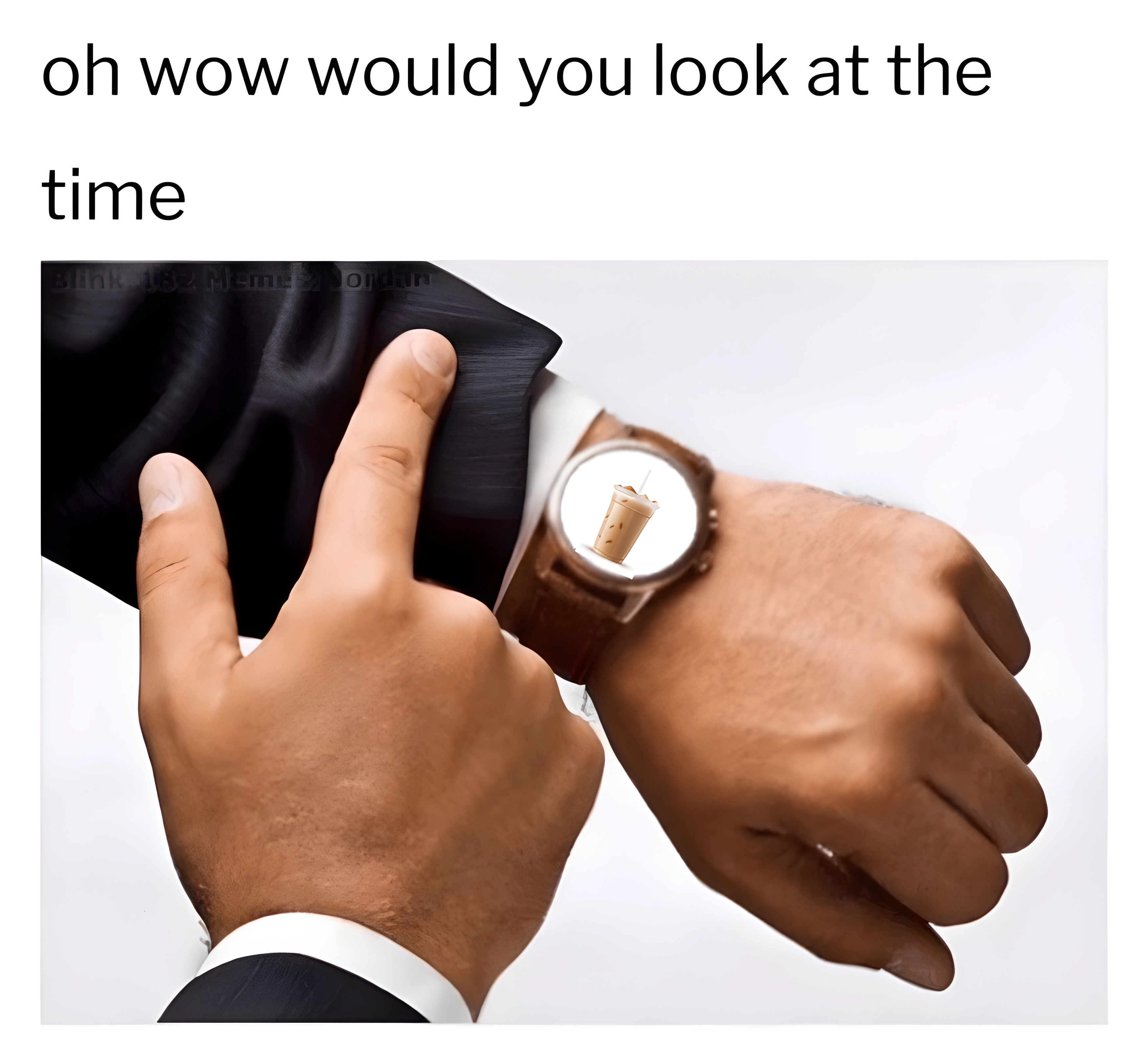 watch with no hands showing an iced latte