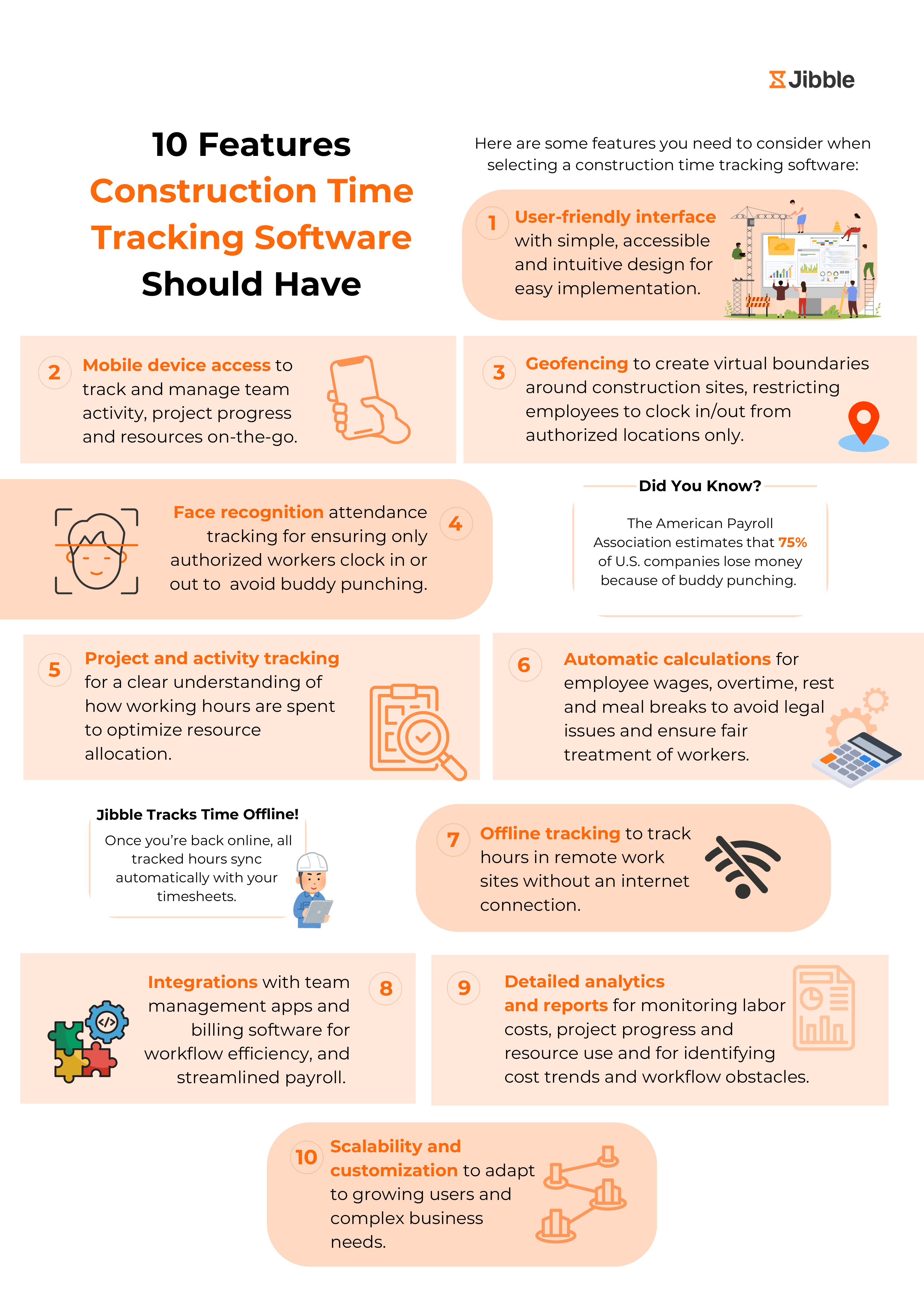  guide to construction time tracking software features