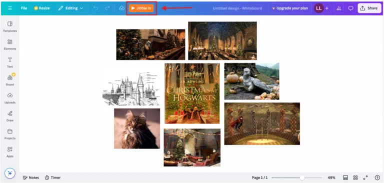 Canva 上的 Jibble In 按钮