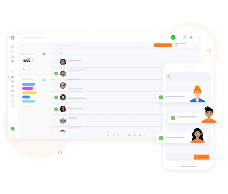 Com o quiosque de controle de horas do Jibble pode organizar seus trabalhadores por grupos ou equipes