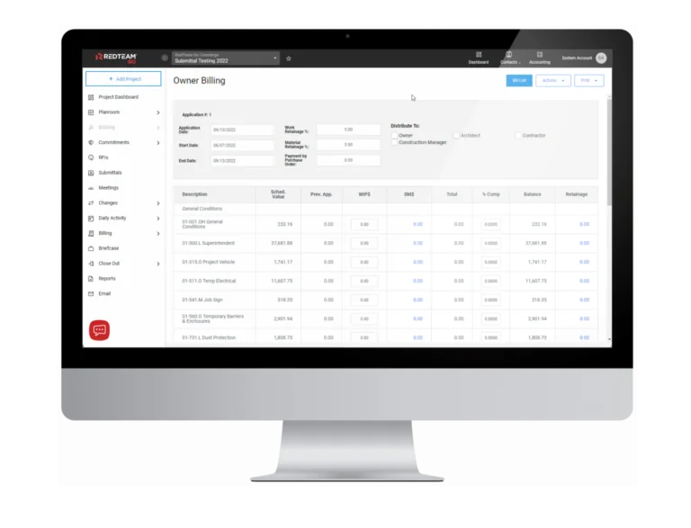 View of RedTeam's owner billing dashboard