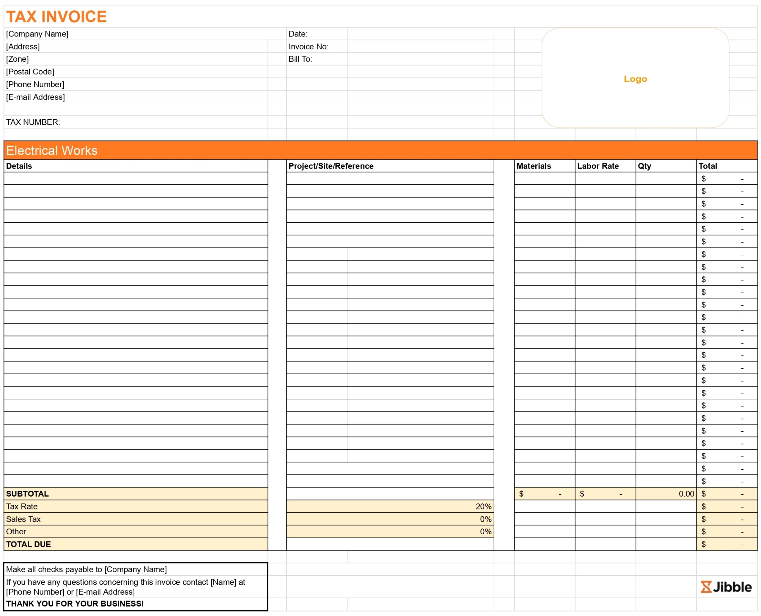 subcontractor invoice template