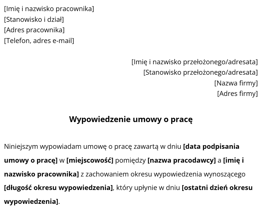 Wypowiedzenie umowy o pracę przez pracownika.