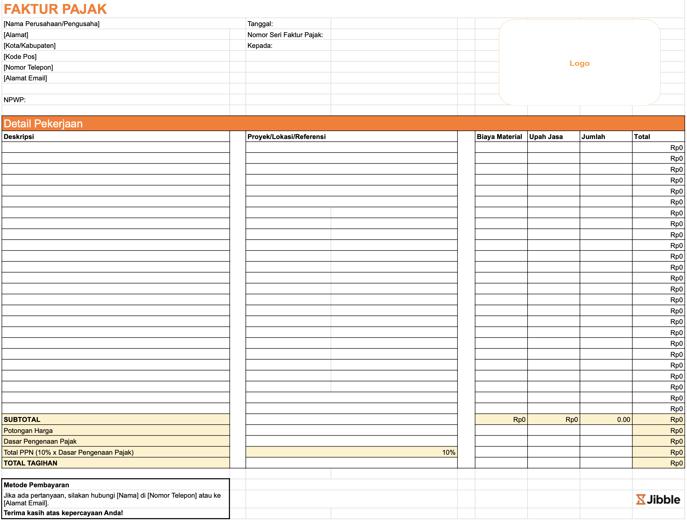 Contoh invoice tagihan jasa proyek