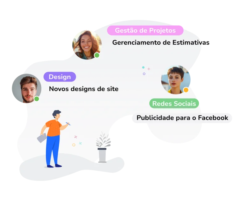 Membros da equipe rastreando o tempo em atividades e projetos