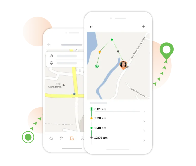 ilustrasi cara kerja aplikasi pelacak lokasi langsung untuk memantau live location karyawan