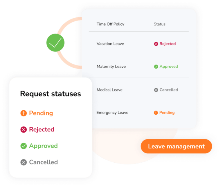 Time off statuses shown on PTO tracking software