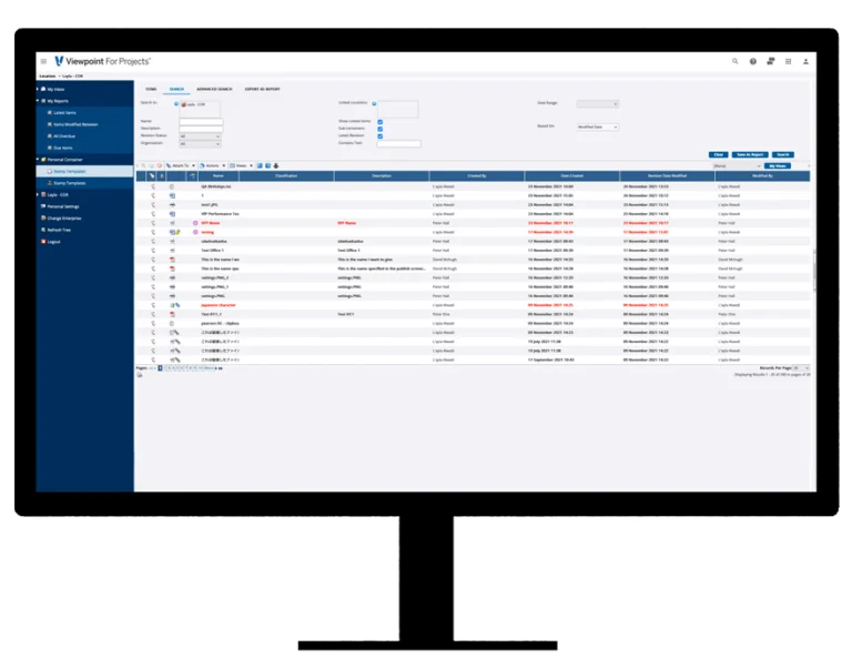 Viewpoint's dashboard on a desktop compter