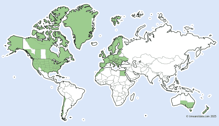 An image of daylight saving time countries globally