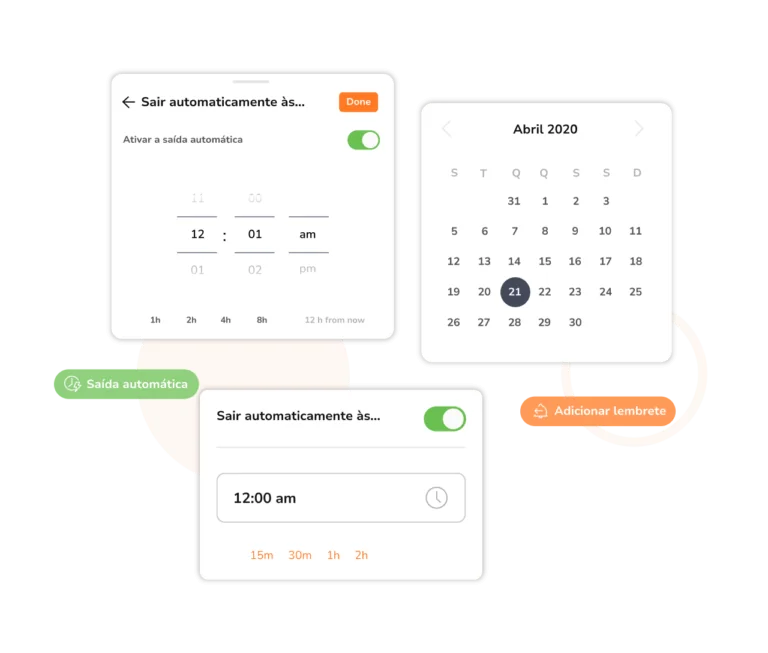 Lembretes de registros de entrada e de saída automáticos pelo software de controle de ponto para computador do Jibble