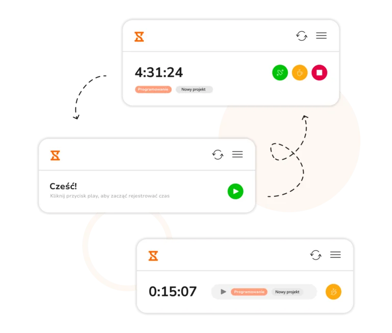 Rejestrowanie czasu za pomocą rozszerzenia Jibble do Google Chrome.