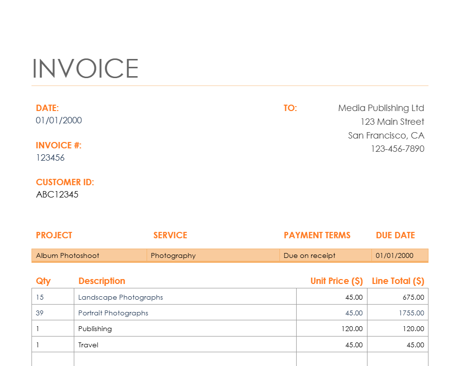 Freelancer invoice template