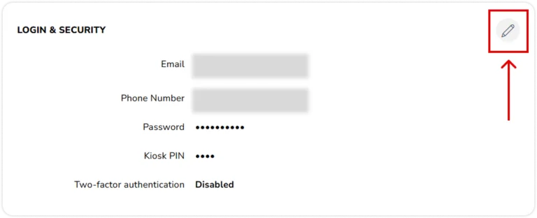 Pencil icon on login and security widget 