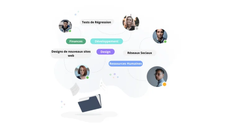 Illustration avec le suivi des projets et des activités des membres de l'équipe