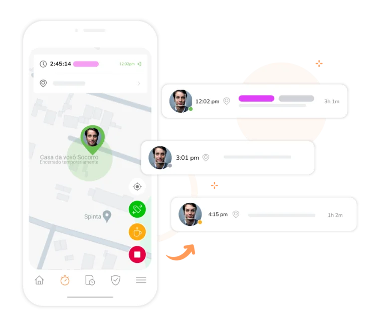 controle de horas e localização com cercas virtuais