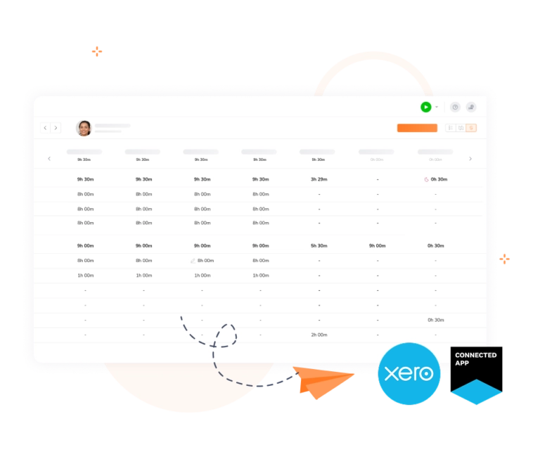 Ilustração do envio de dados de folha de ponto para o Xero
