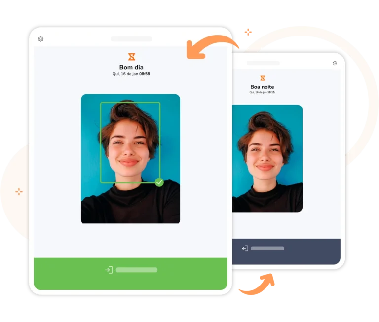 reconhecimento facial instantâneo com o modo rápido no quiosque online para registro de ponto