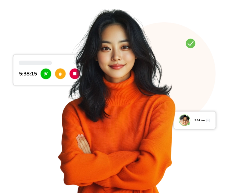 perempuan dengan ikon time tracker di sampingnya