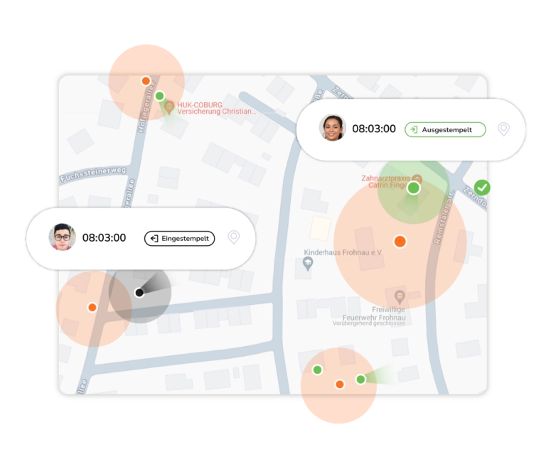 Je nach Geofence ein- und ausstempeln