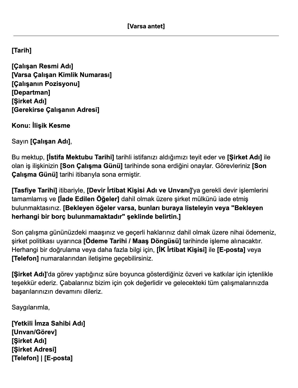 Ücretsiz Nihai Uzlaşma Belgesi Şablonu