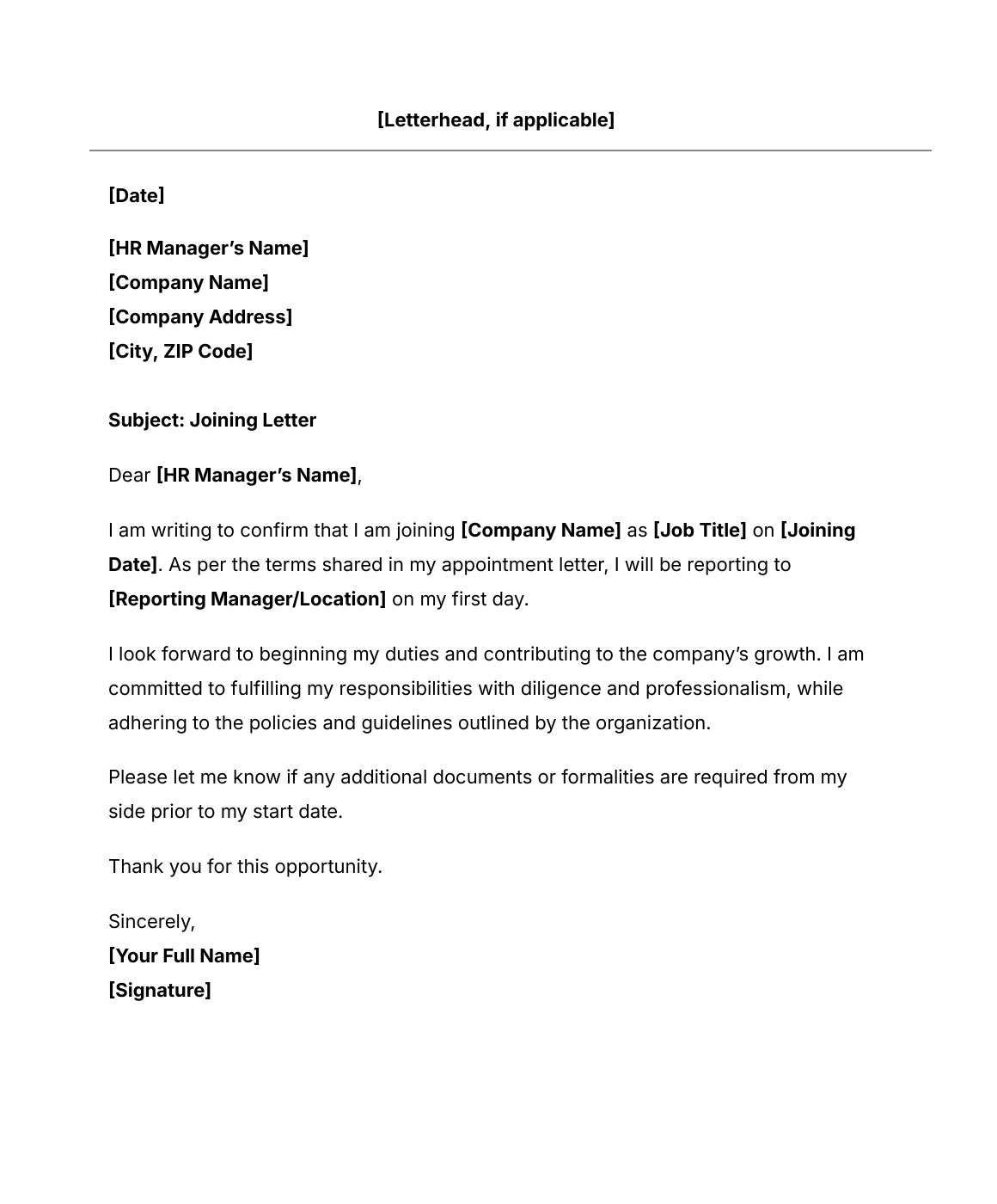 joining letter template document