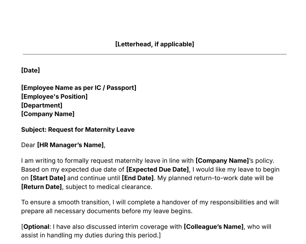 maternity leave letter template thumbnail