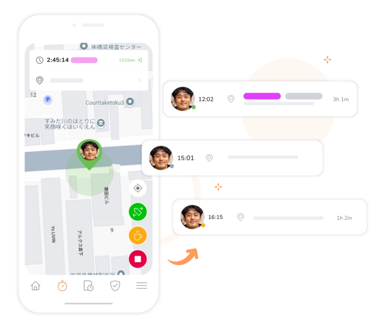 打刻した位置情報を記録する