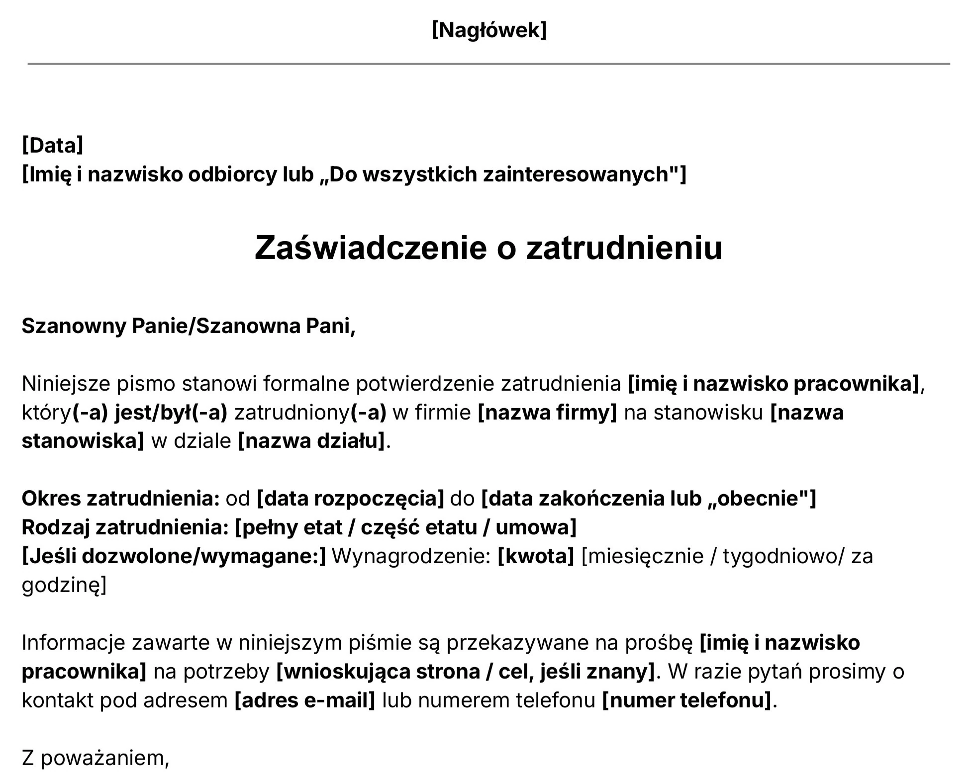 Bezpłatny wzór zaświadczenia o zatrudnieniu od Jibble