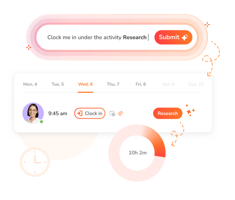 Clocking out by writing a command in the AI assistant.