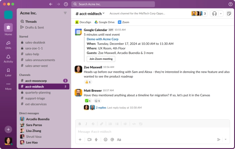 Slack for Sales Channels. Photo from Slack