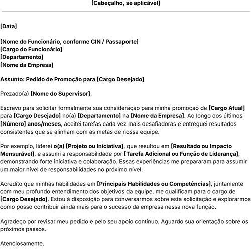 ícone do modelo de carta de pedido de promoção