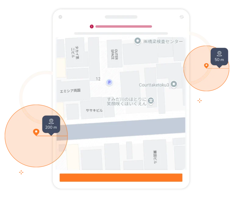 位置情報追跡・ジオフェンス機能付き