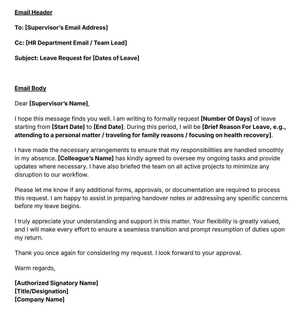 leave request email template