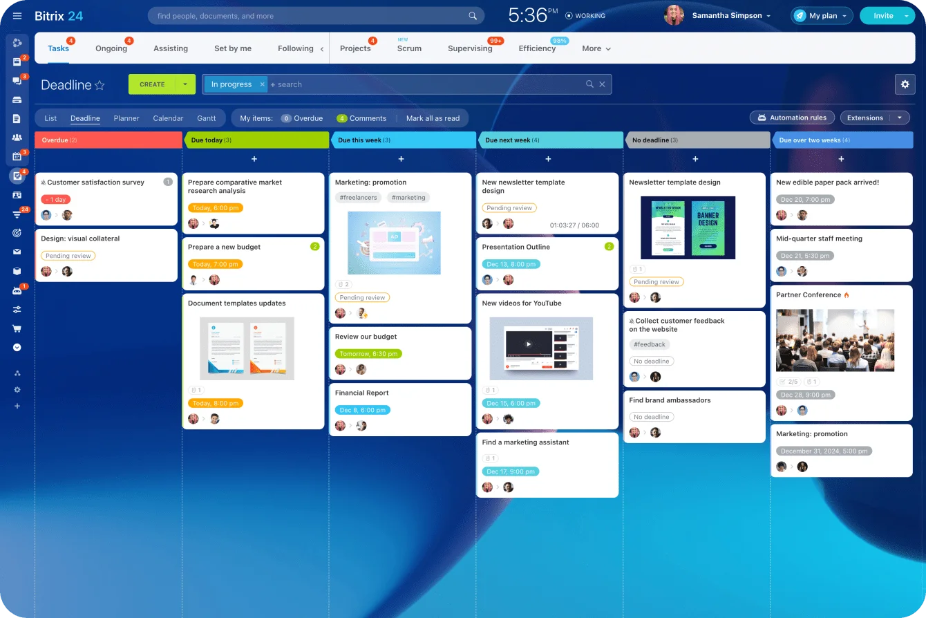 Task Management feature overview of Bitrix24