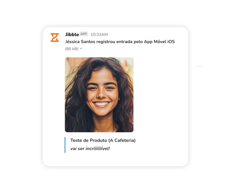 Notificações de controle de horas no Slack usando o app de controle de horas para equipes remotas