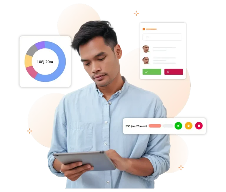 Ilustrasi developer pegang tablet