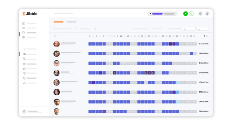 timesheet karyawan dari aplikasi time tracking Jibble