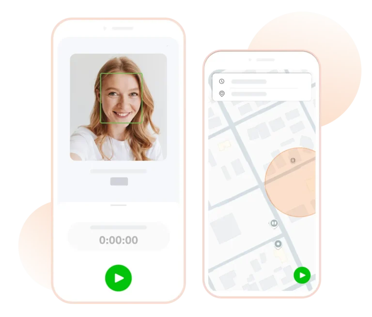 Seguimiento del tiempo con reconocimiento facial y GPS
