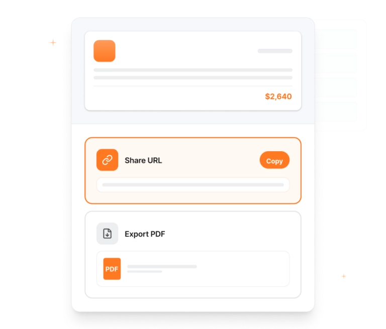 Sharing invoices via link and exporting invoices as PDF