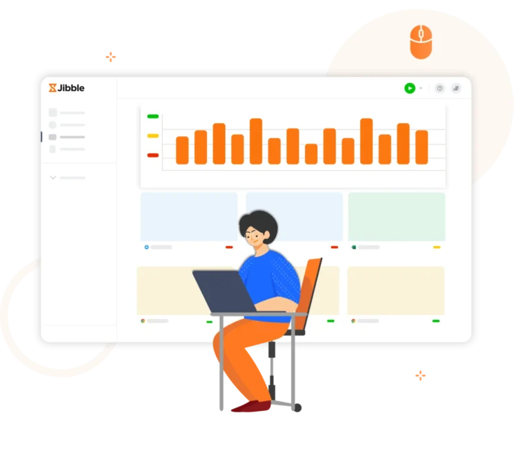 Función de seguimiento del teclado y el ratón en la aplicación Jibble