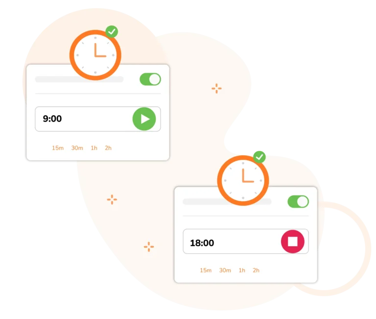 Fichajes automáticos configurados para una hora específica.