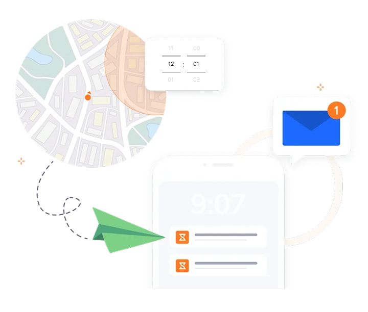 Notificações push e por e-mail como lembretes